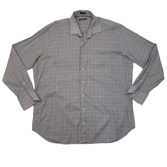 Peter Millar Shirt Men XL Extra Large Gingham Check Button Up Long Sleeve Cotton - Picture 1 of 10